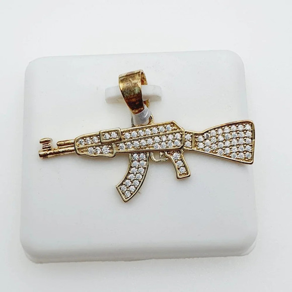 "14K Gold Plated Cubic Zircon Pendant, INUS1BR076 - Picture 1 of 10